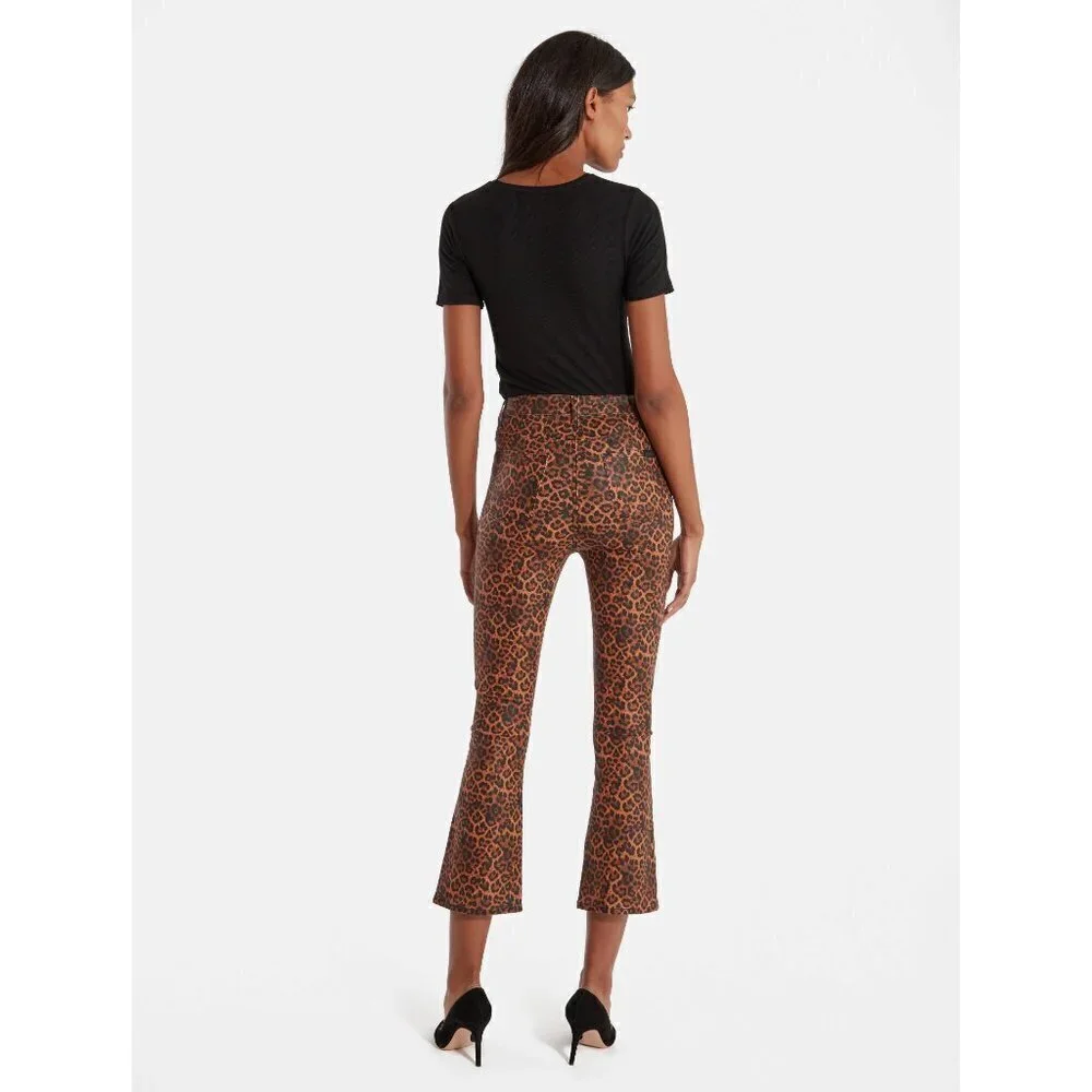 NWT 7 For All Mankind Leopard-Print High Rise Slim Fit Kick Flare Cropped Jeans - Picture 3 of 16